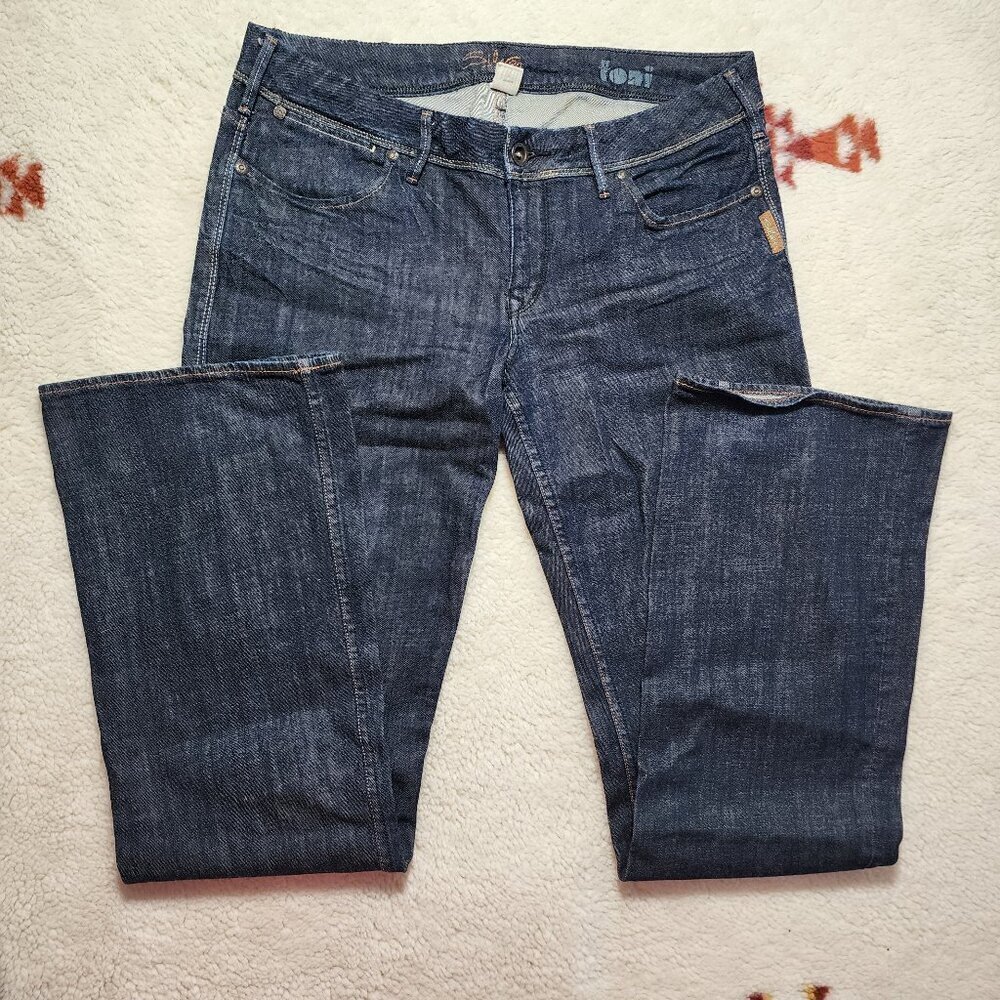 Silver Jeans 32x34 Dark Wash Denim Mid Rise Toni Bootcut Western Embroidered